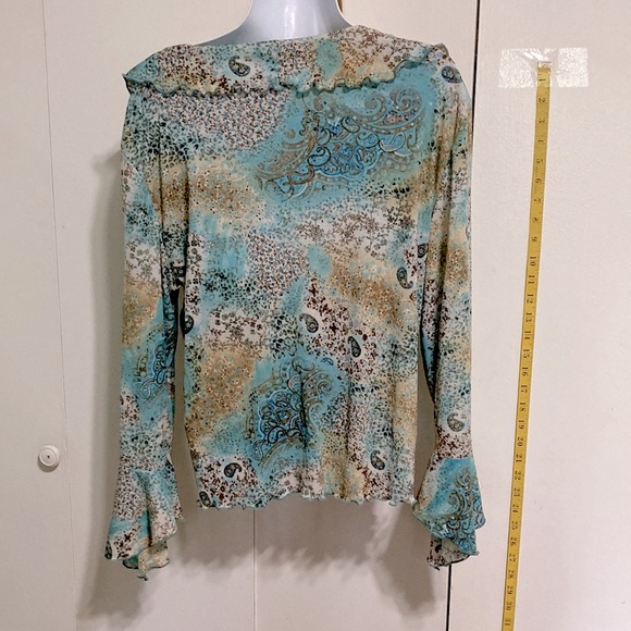 NEW YORK CITY DESIGN CO Paisley Bell Long Sleeve Blouse Womens Large - Picture 10 of 15